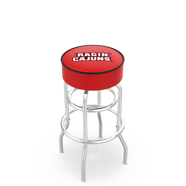 25" Louisiana-Lafayette Cushion Seat, 2-Ring Chrome Swivel Bar Stool