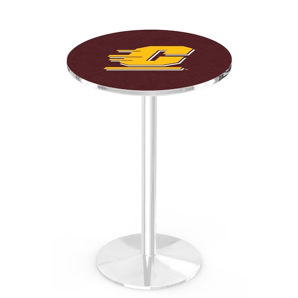42" Chrome Central Michigan Pub Table, 36" dia. Top