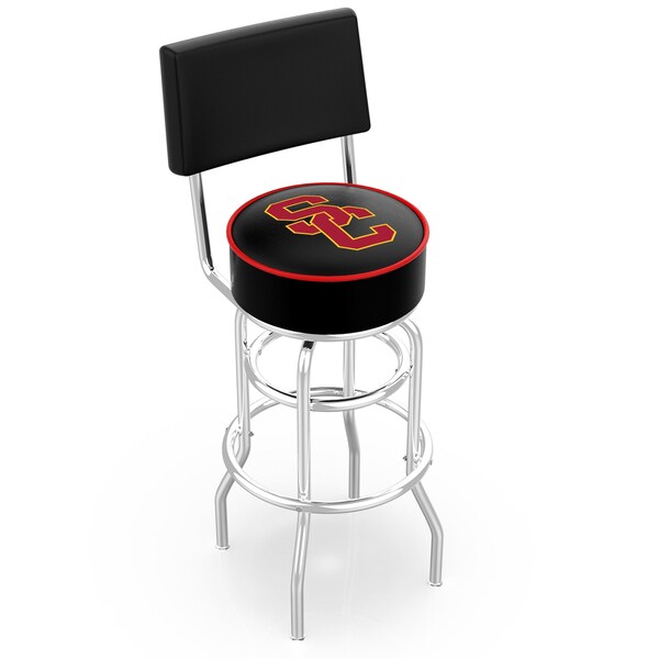 25" Chrome 2-Ring USC Trojans Swivel Bar Stool, Back