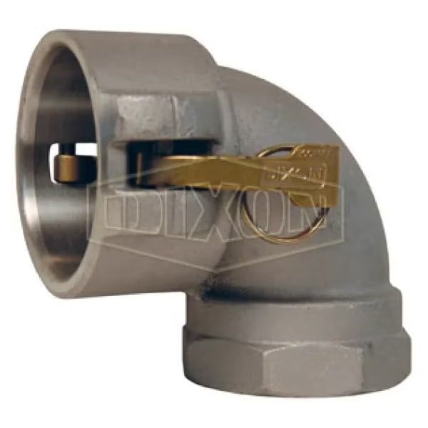 Type D 90Deg Cam and Groove Elbow, 6 in, Female Coupler x FNPT, Aluminum, Domestic