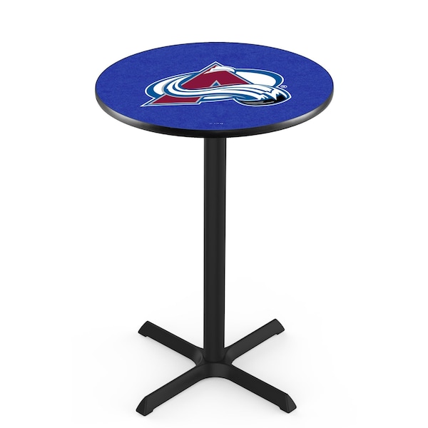 42" Blk Wrinkle Colorado Avalanche Pub Table, 36" dia. Top
