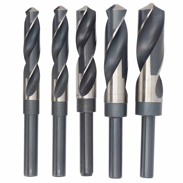 9/16"-1" 5Pc. HSS Reduced Shank Drill Bit Set, Shank Type: Round