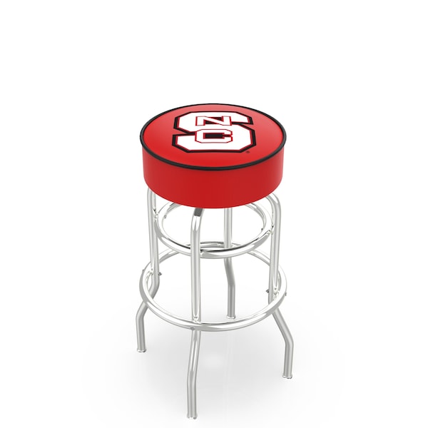 25" North Carolina State Cushion Seat, 2-Ring Chrome Swivel Bar Stool