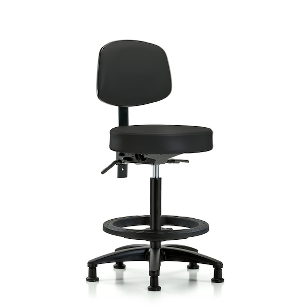 Vin Stool with Back-High Bench Ht with Seat Tilt, Black FR, andStat Glides in Black Trailblazer Vin