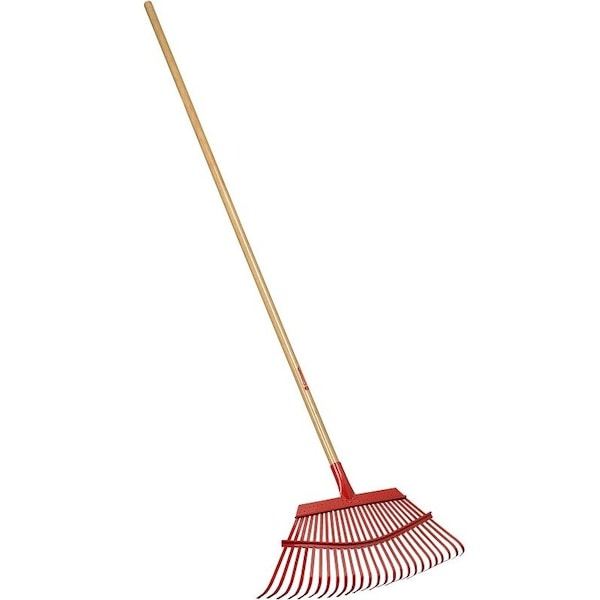 Leaf Rake, 25 Tines, 54 in L Wood Handle