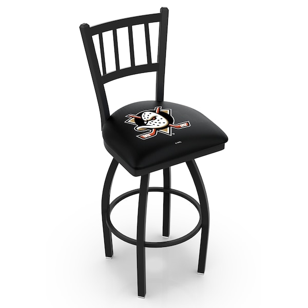 25" Blk Wrinkle Anaheim Ducks Swivel Bar Stool, Jailhouse Back