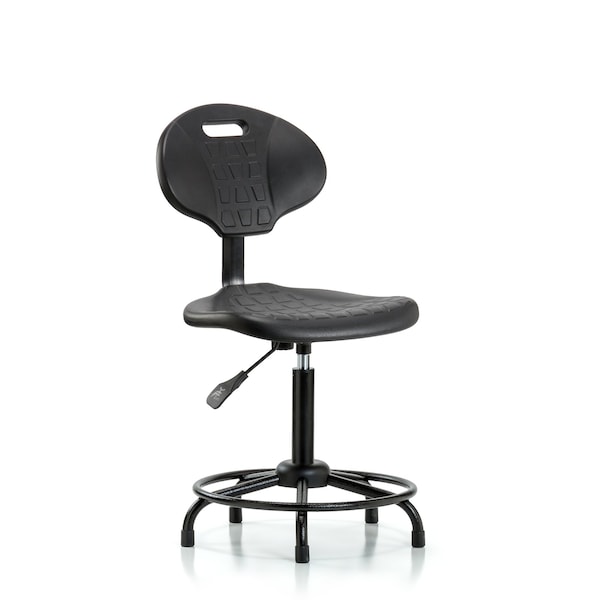 Chair, Poly, Med Bench, RT Tilt Glides, No Arms, 19-1/2" to 27-1/2" Height, Black; Blue