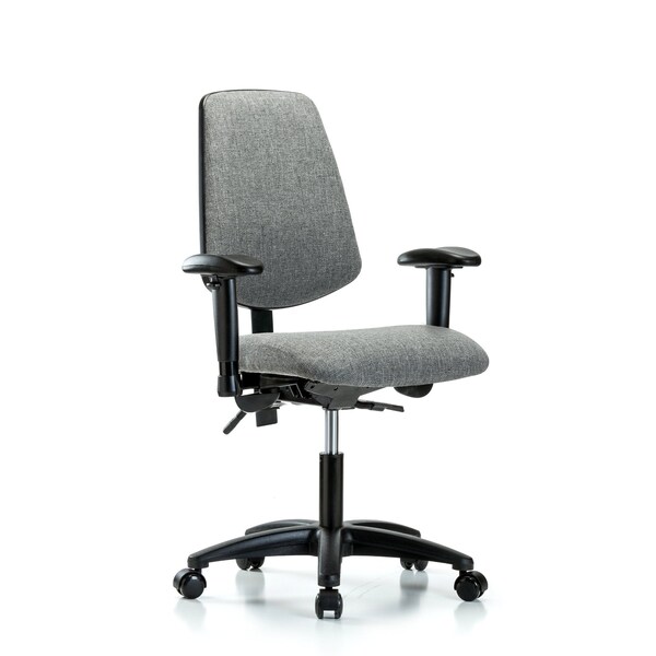 Desk Chair Fab Desk Chair, Med, Bk, Cast, Gry, Adjustable Arms, 19" to 24" Height, Fabric, Grey