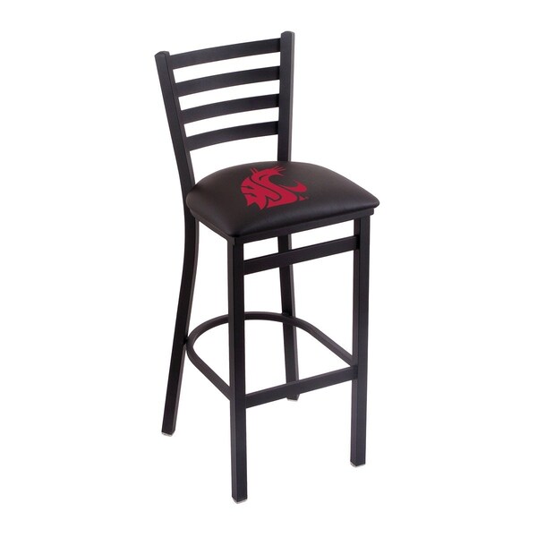 25" Blk Wrinkle Washington State Stationary Counter Stool, Ladder Back