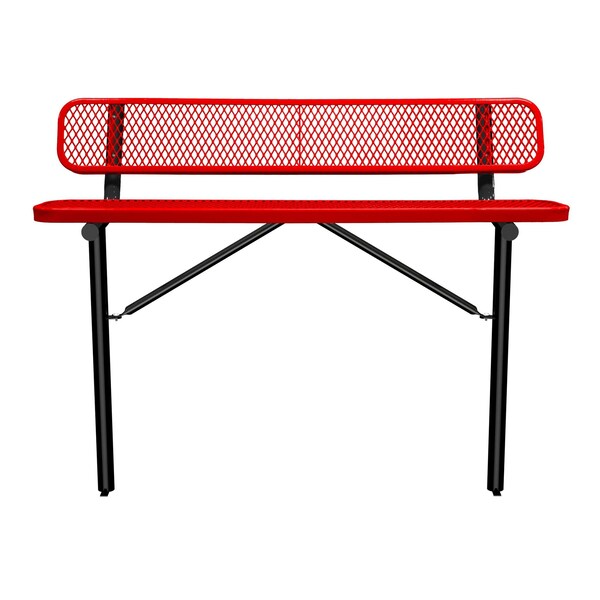 Bench/Back, Ingroud Mount, 6ft., Red