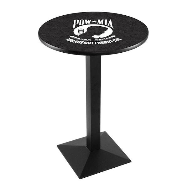 42" Blk Wrinkle POW/MIA Pub Table, 36" dia. Top