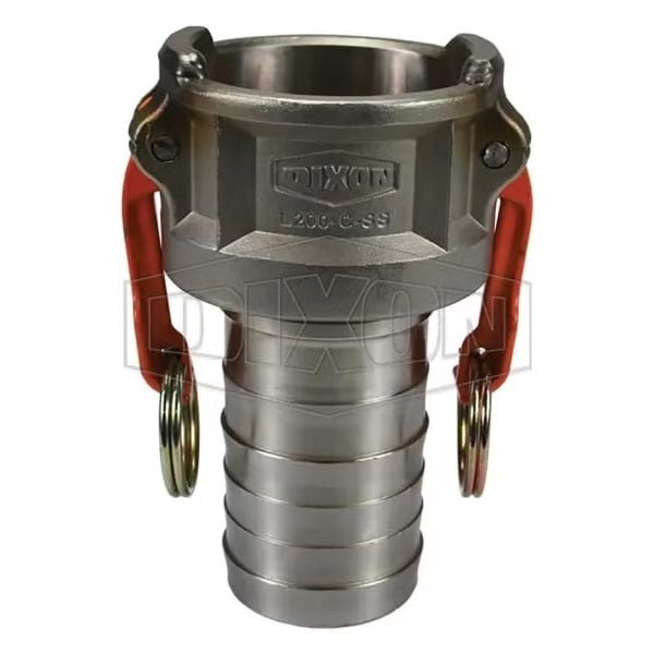 Vent-Lock Type-C Cam and Groove Coupler, 2 in Nominal, Female Coupler x Hose Shank End Style, 316 St