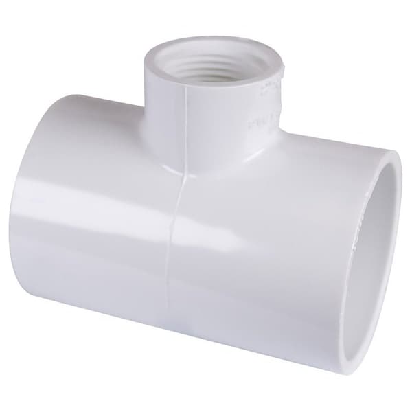 LASCO 402249BC Reducing Pipe Tee, 2 x 1 in, Slip x FIP, PVC, SCH 40 Schedule
