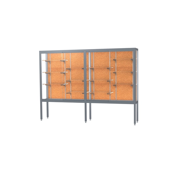 Display Case, 96x66x16, Cork, Satn, AlumLegs