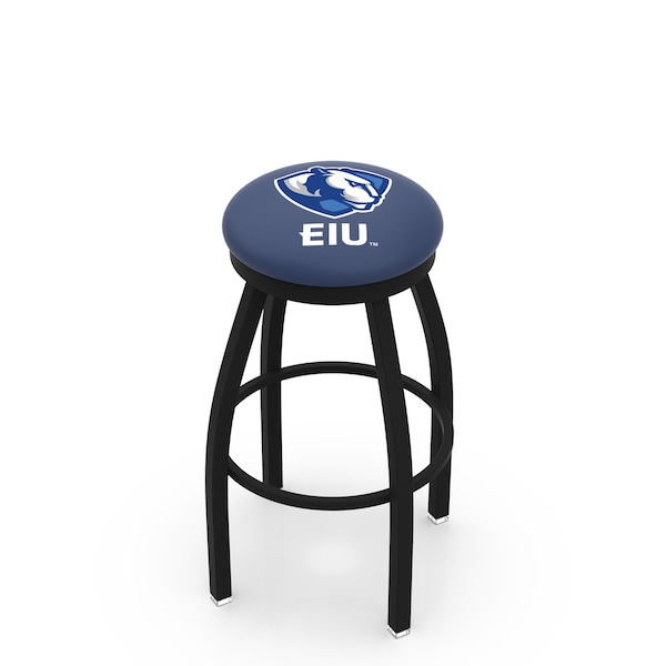25" Blk Wrinkle Eastern Illinois Swivel Bar Stool, Accent Ring
