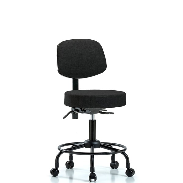 Desk Stool, Fab, Bk, RT, Tilt, Casters, Blk