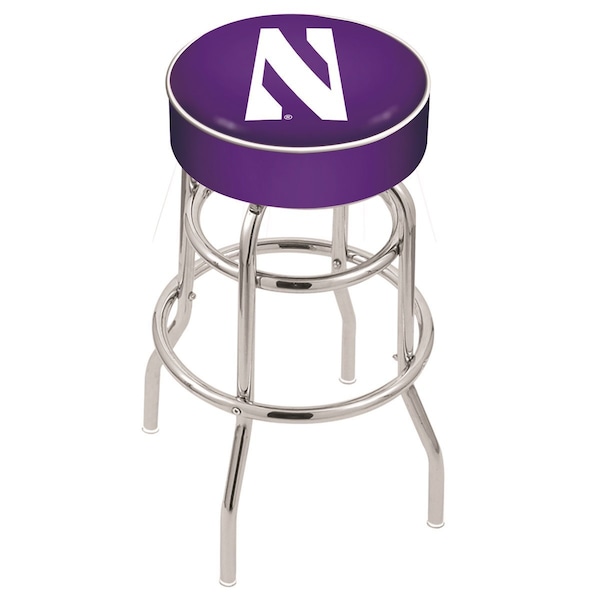 25" Northwestern Cushion Seat, 2-Ring Chrome Swivel Bar Stool