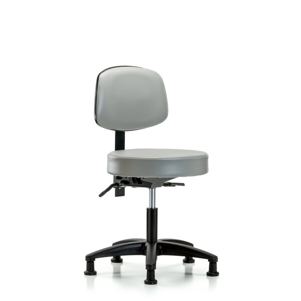 Desk Stool, Vinyl, Bk, Tilt, Glides, Dov