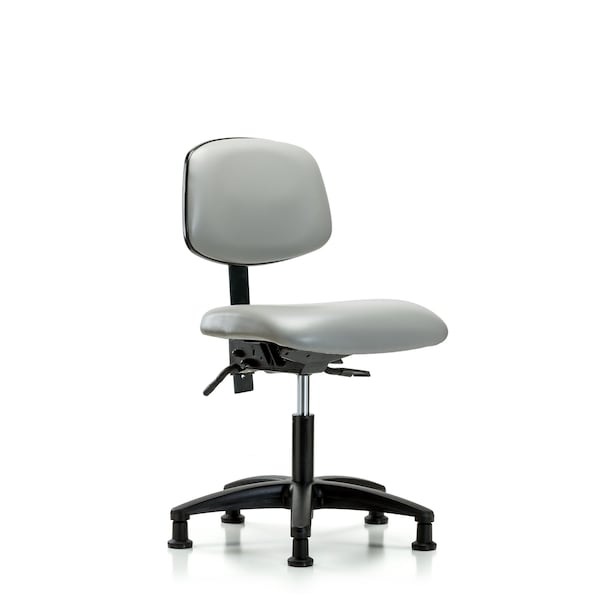 Desk Chair Desk Chair, Vinyl, Glides, Dov, No Arms, 18" to 23" Height, Vinyl, Dove
