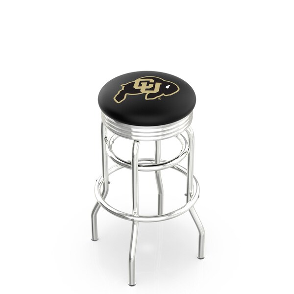 25" Chrome 2-Ring Colorado Swivel Bar Stool, Accent Ring