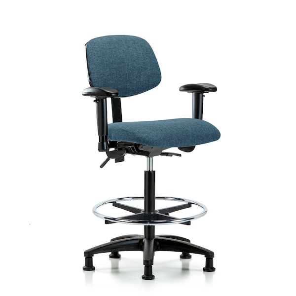 Chair, Fab, Hi Bench, Tilt AA CF Glides, Blu, 6-Way Adjustable, 26" to 35-1/2" Height, Blue