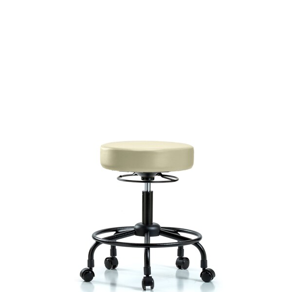 Desk Stool, Vinyl, RT, Casters, Wht