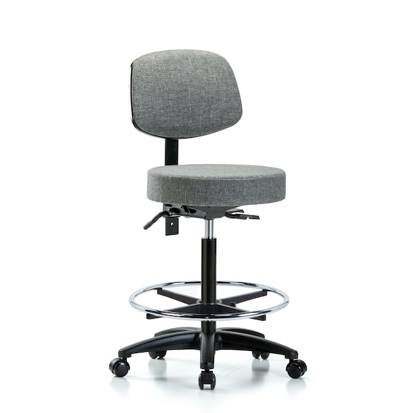 Bench Stool, Hi, Fab, Bk, Tilt, CF, Cast, Gry