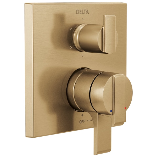 Ara Angular Modern Monitor 17 Series Valve Trim with 6-Setting Integrated Diverter