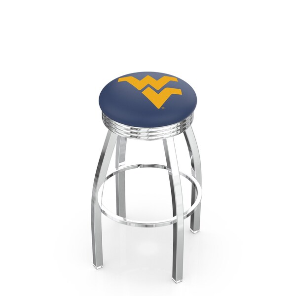 25" Chrome West Virginia Swivel Bar Stool, Accent Ring
