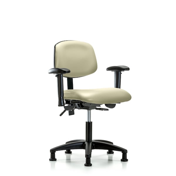 Desk Chair Desk Chair, Vinyl, AA Glides, Wht, Adjustable Arms, 18" to 23" Height, Vinyl, Adobe White