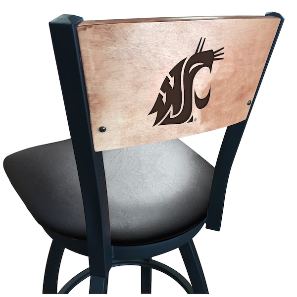 25" Blk Wrinkle Washington State Swivel Bar Stool, Laser Engraved Back