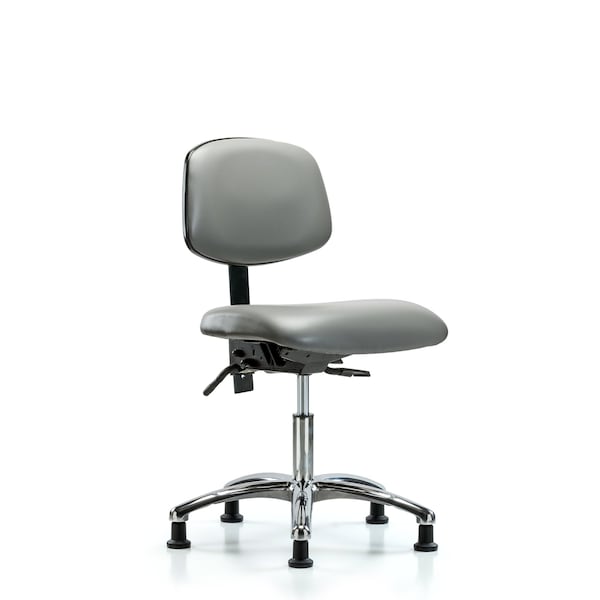 Vinyl Chair Chrome, Desk, Tilt, Glides, Sterling