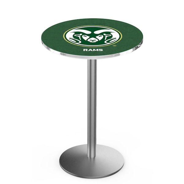 42" Stainless Steel Colorado State Pub Table, 36" dia. Top