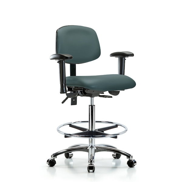 High Bench Chair Chair, Vin, Hi Ben, Chr Tilt AA CF Cast, Blu, Adjustable Arms, 26" to 35-1/2" Height