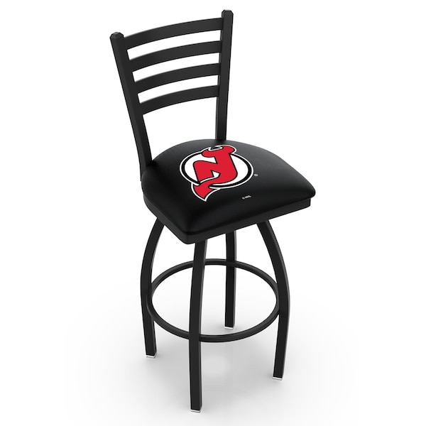 25" Blk Wrinkle New Jersey Devils Swivel Bar Stool, Ladder Back