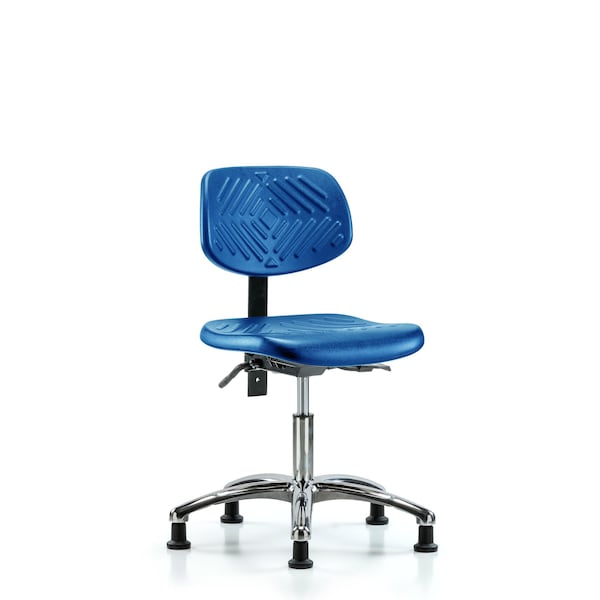 Poly Chair Chrome, Desk, Glides, Blue