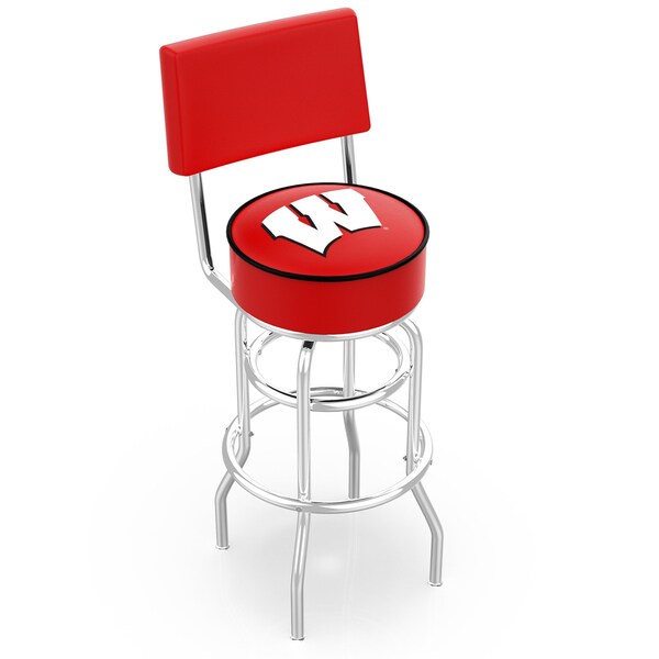 25" Chrome 2-Ring Wisconsin "W" Swivel Bar Stool, Back