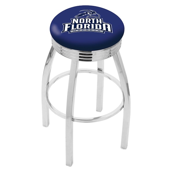 25" Chrome North Florida Swivel Bar Stool, Accent Ring