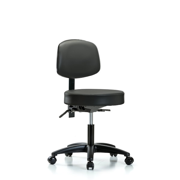 Vinyl Stool, Back, Desk, Tilt, Casters, Carbon