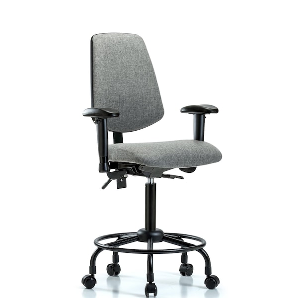 Fab Med Bench Chair, Bk, RT, Cast, Gry, 6-Way Adjustable, 24" to 31" Height, Gray