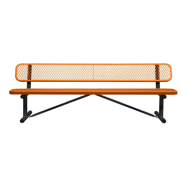 Portable, Bench with Back, 8ft., Orange