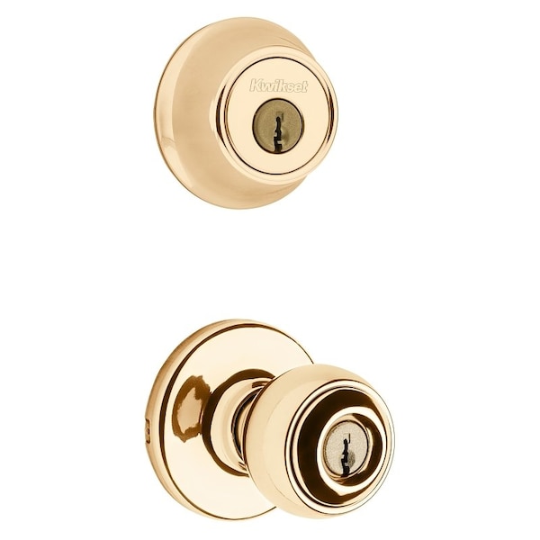 Knob Lockset, 3 Grade, Keyed Key, Polished Brass, 238 x 234 in Backset, K6 Keyway