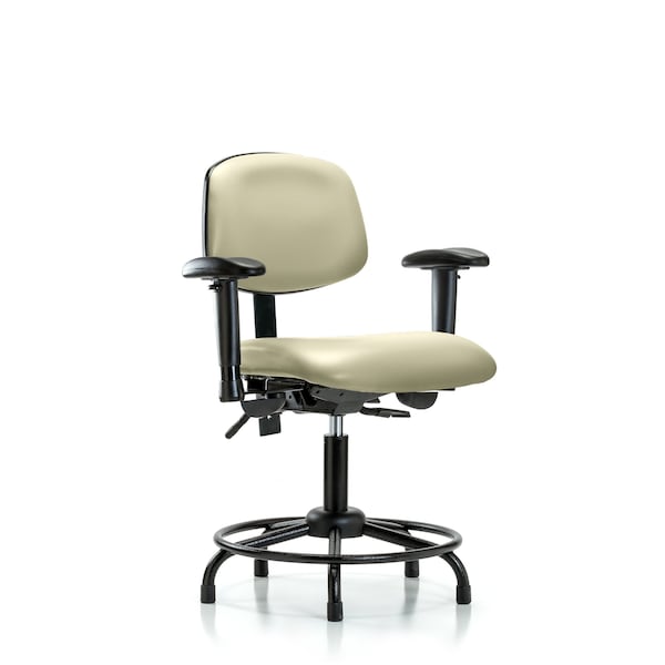 Desk Chair Desk Chair, RT AA, Glides, Vinyl, Wht, Adjustable Arms, 18" to 23" Height, Vinyl