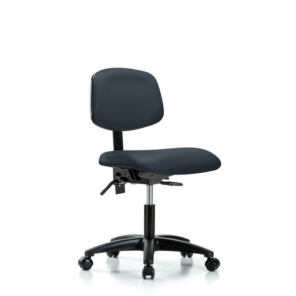 Desk Chair Desk Chair, Vinyl, Casters, Nav, No Arms, 18" to 23" Height, Vinyl, Imperial Blue