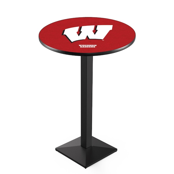 42" Blk Wrinkle Wisconsin "W" Pub Table, 36" dia. Top