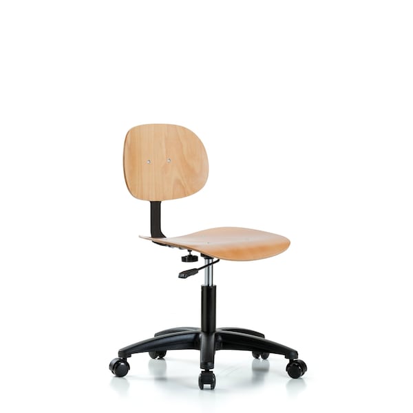 Desk Chair, Wood, Casters, Weight Capacity: 300 lb.