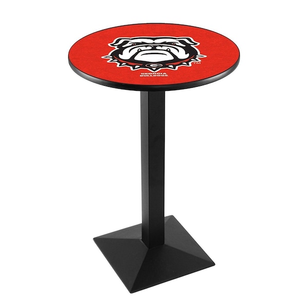 42" Blk Wrinkle Georgia "Bulldog" Pub Table, 36" dia. Top