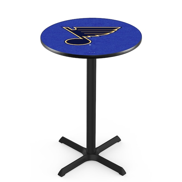 42" Blk Wrinkle St Louis Blues Pub Table, 36" dia. Top