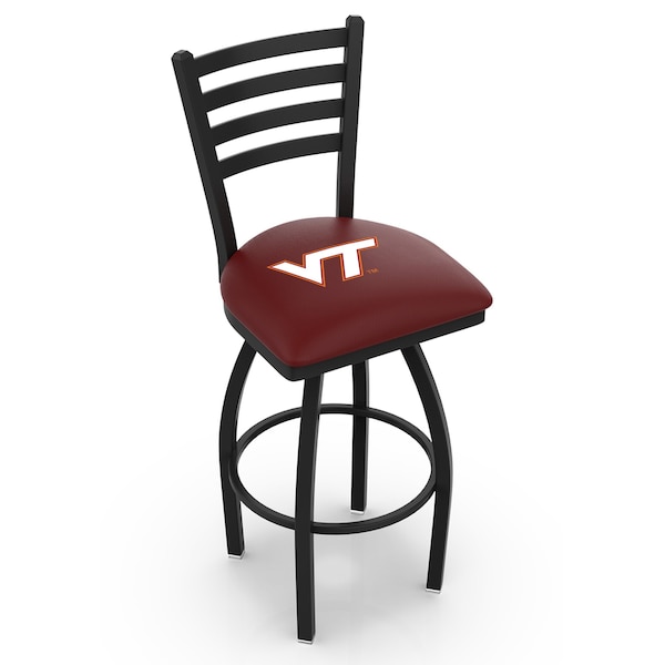 25" Blk Wrinkle Virginia Tech Swivel Bar Stool, Ladder Back