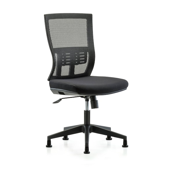Desk Chair Modern Mesh Chair, C1, Glides, No Arms, 18-1/2" to 21-1/2" Height, Mesh, Black